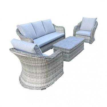 Luxury Grey Rattan 3-Seater Sofa Set with 2 Armchairs and Elegant Coffee Table for Outdoor Spaces - UK Luxury Furniture